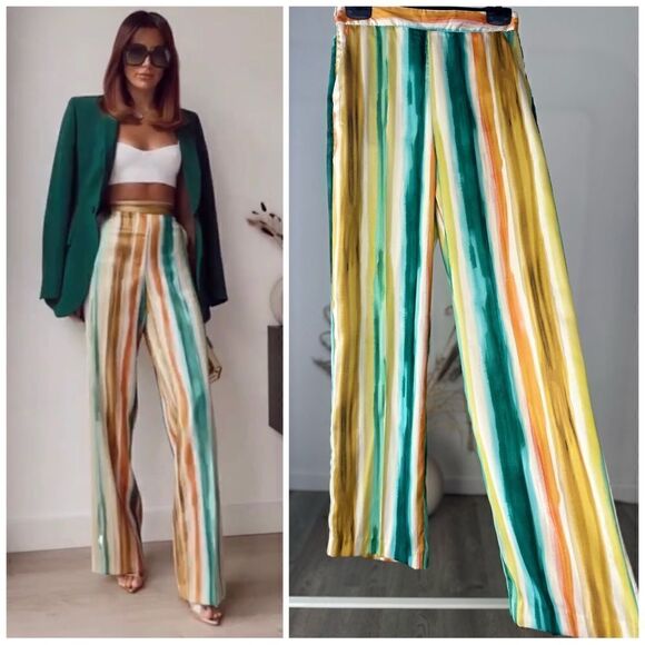 Zara Pants - Zara STRIPED PRINT STRAIGHT CUT PANTS
MULTICOLORED